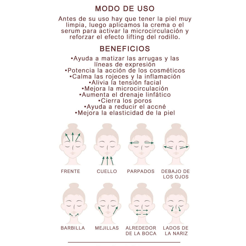 Rodillo Facial de Cuarzo Rosa