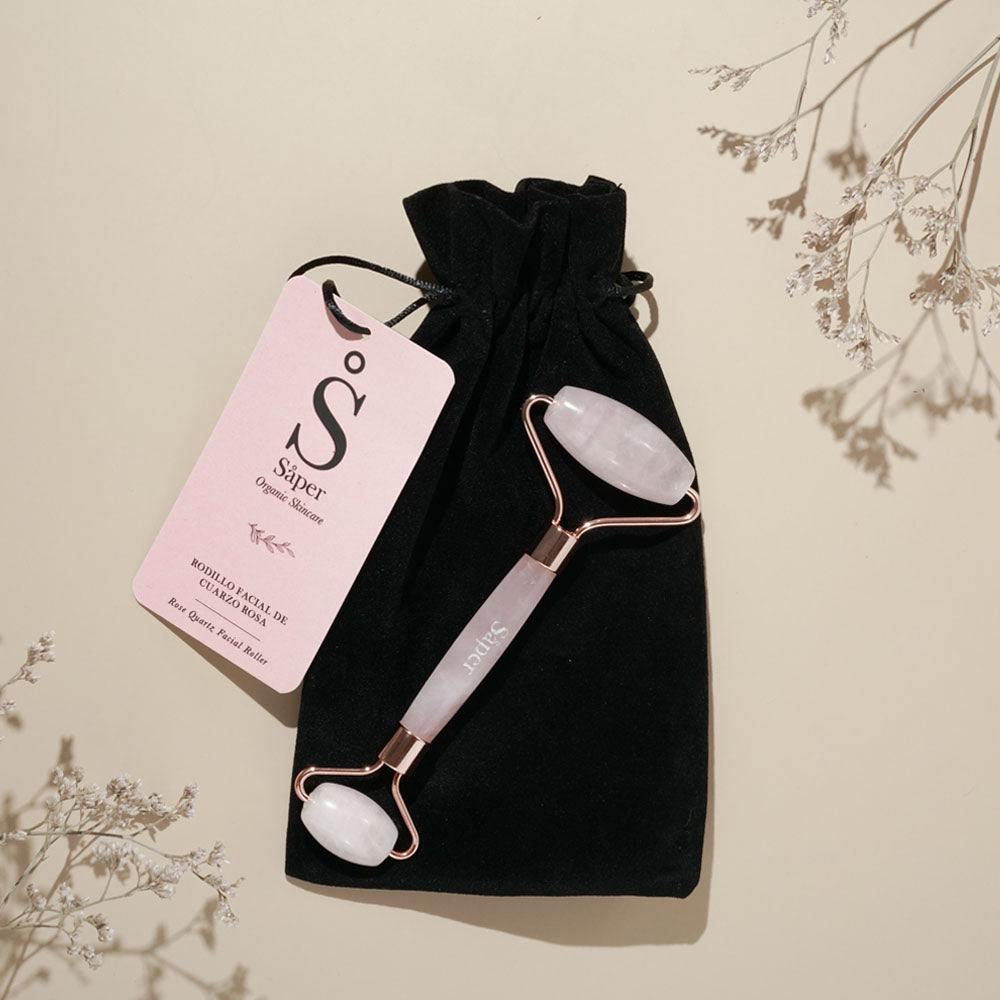 Rodillo Facial de Cuarzo Rosa